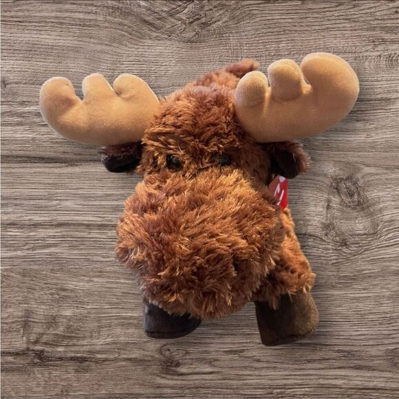 NEW Aurora Kids World Laying Moose Plush Stuffed Animal Toy Brown Tan Antlers - Picture 4 of 16